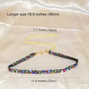 14K Gold Plated Colorful Beaded Choker Necklaces for Women Boho Chokers Necklaces 90s Goth Aesthetic Chocker Necklace Western Hippie Accessories Jewelry