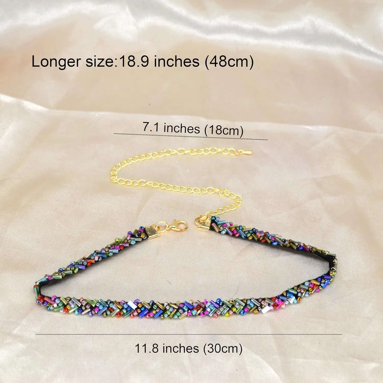 14K Gold Plated Colorful Beaded Choker Necklaces for Women Boho Chokers Necklaces 90s Goth Aesthetic Chocker Necklace Western Hippie Accessories Jewelry