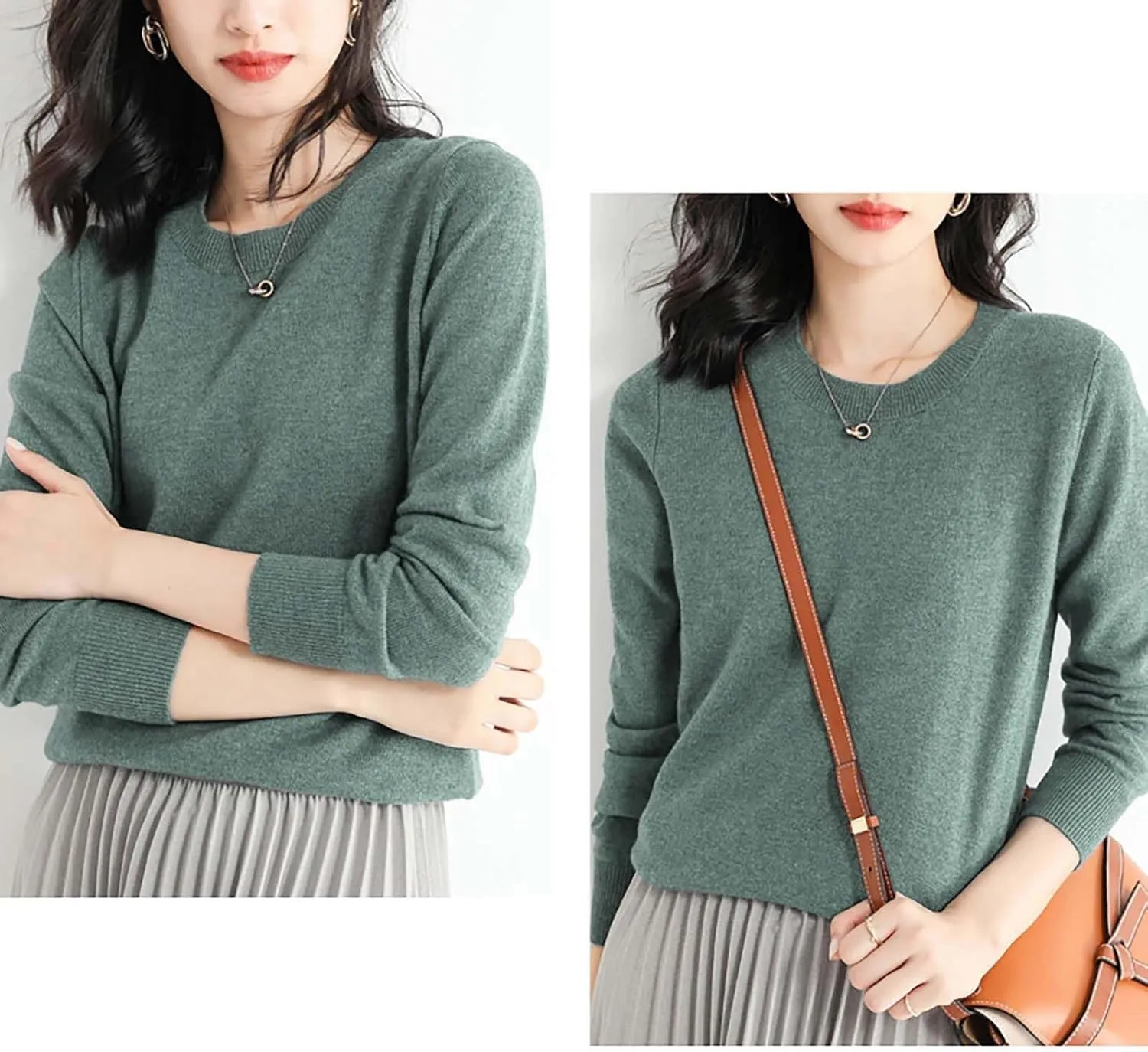 2024 New Cashmere Sweaters for Women Mock Neck Soft Long Sleeve Pullover Sweater Classic Fall/Winter Sweater Tops