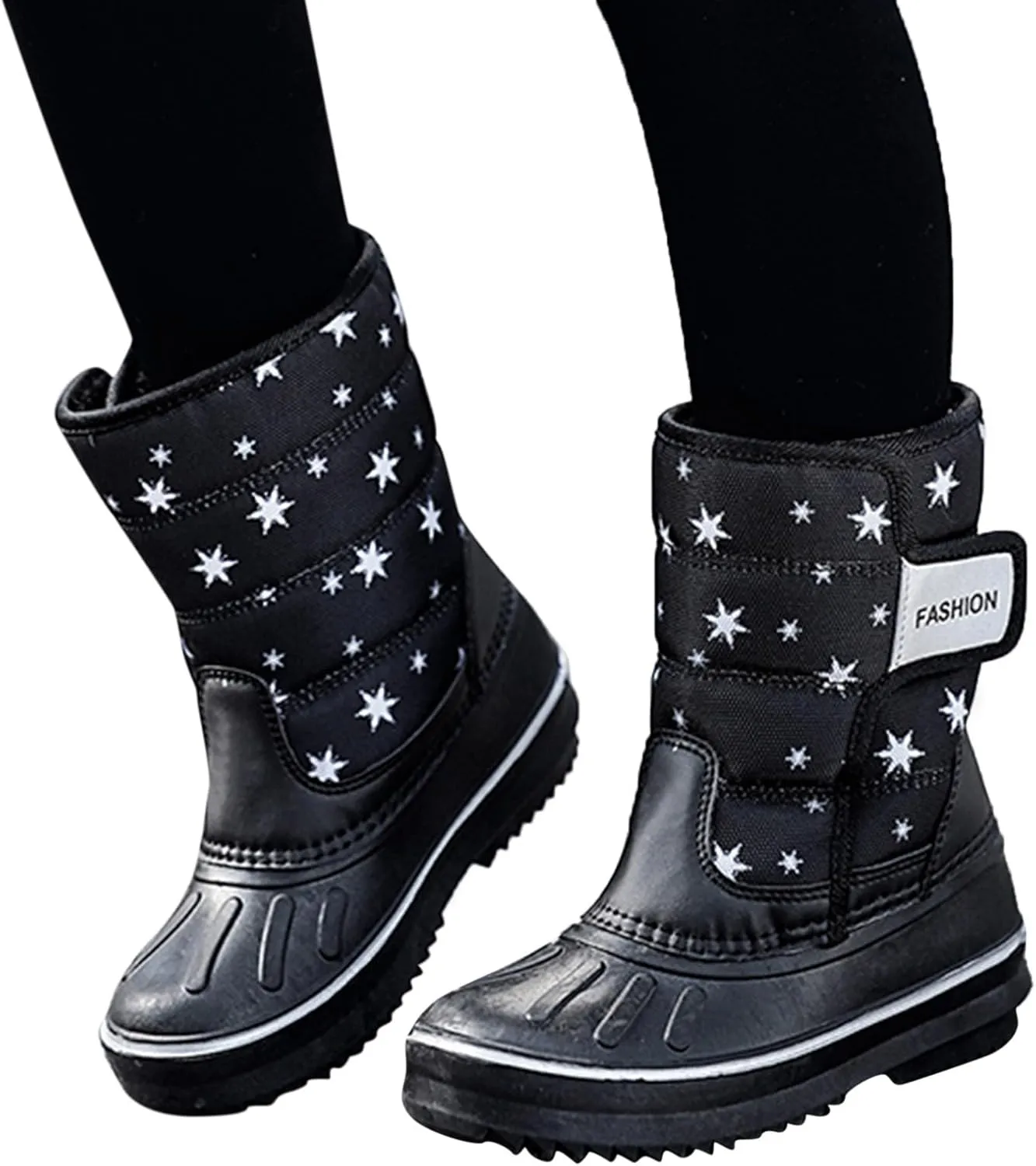2024 Winter Fashion Snow Boots for Kids Star Print Waterroof Cozy Warm Outdoor Faux  Lined Boots for Girls Teens