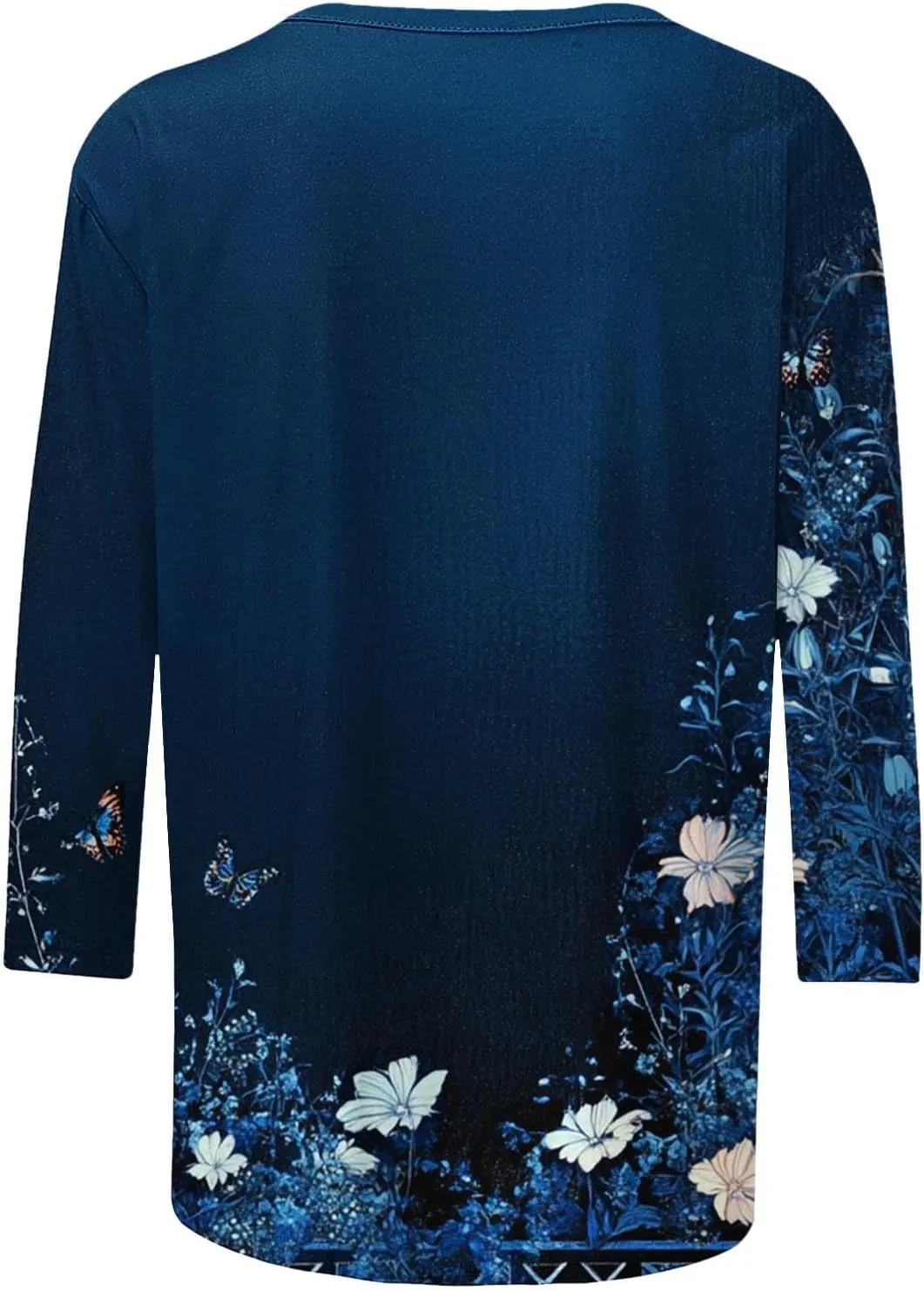 3/4 Length Sleeve Womens Tops Plus Size Print Graphic Tee Shirts Causal Dressy Crewneck Shirts Loose Fit Blouse Tees