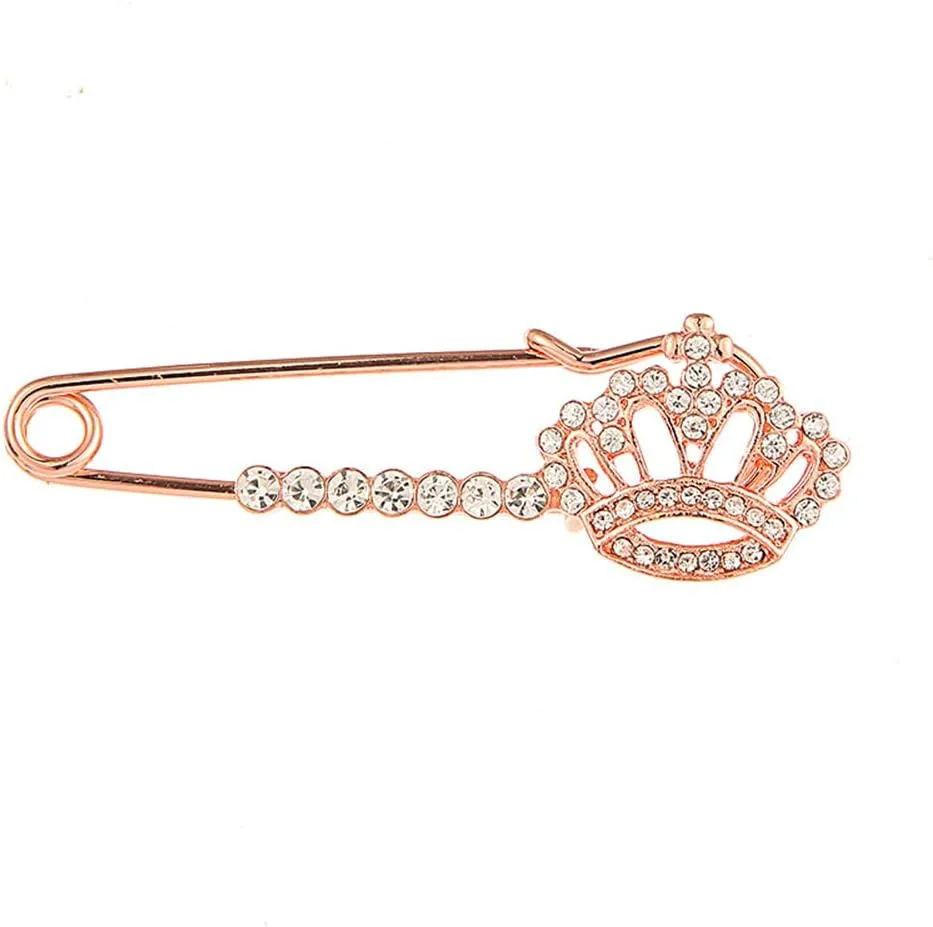 4PCS Fashion Crystal Crown Brooch Collar Accessories Shoulder Strap Accessories Cardigan Sweater Anti-lighting Pin Accessories for girls women