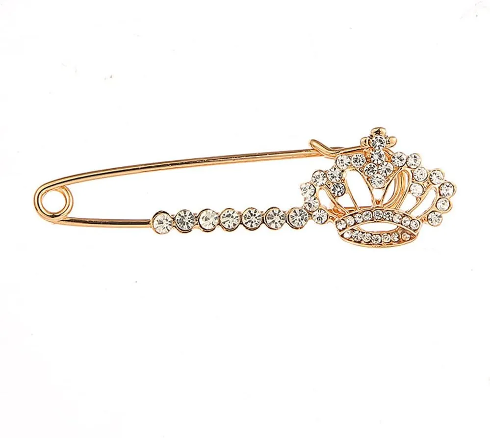 4PCS Fashion Crystal Crown Brooch Collar Accessories Shoulder Strap Accessories Cardigan Sweater Anti-lighting Pin Accessories for girls women