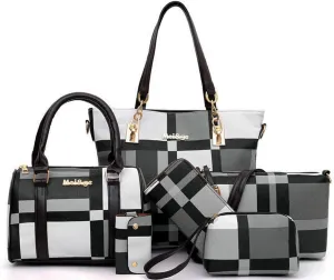 6-Pcs Womens Handbags Tote Bags Shoulder Bag Leather Purses Satchel Bag