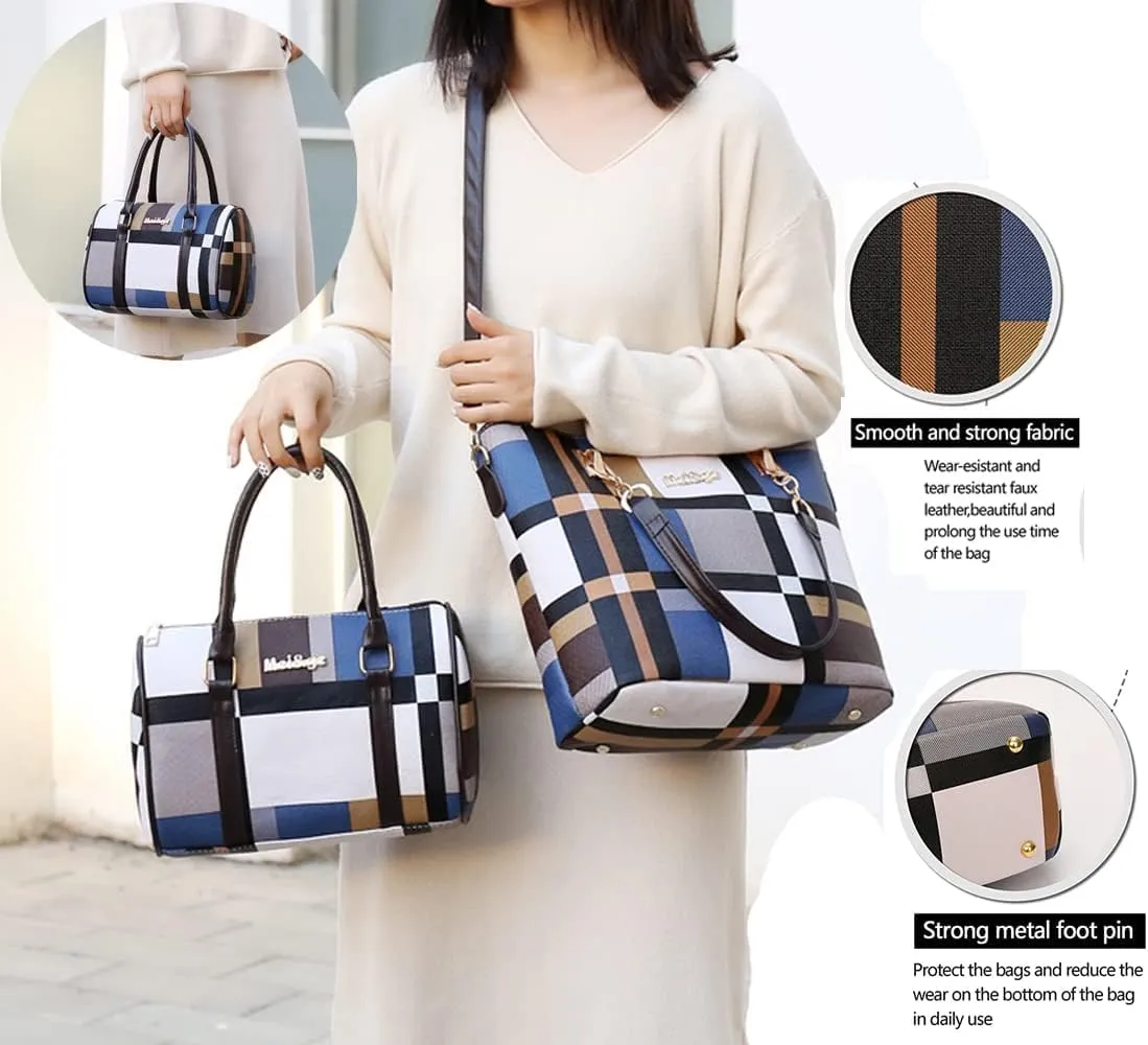 6-Pcs Womens Handbags Tote Bags Shoulder Bag Leather Purses Satchel Bag