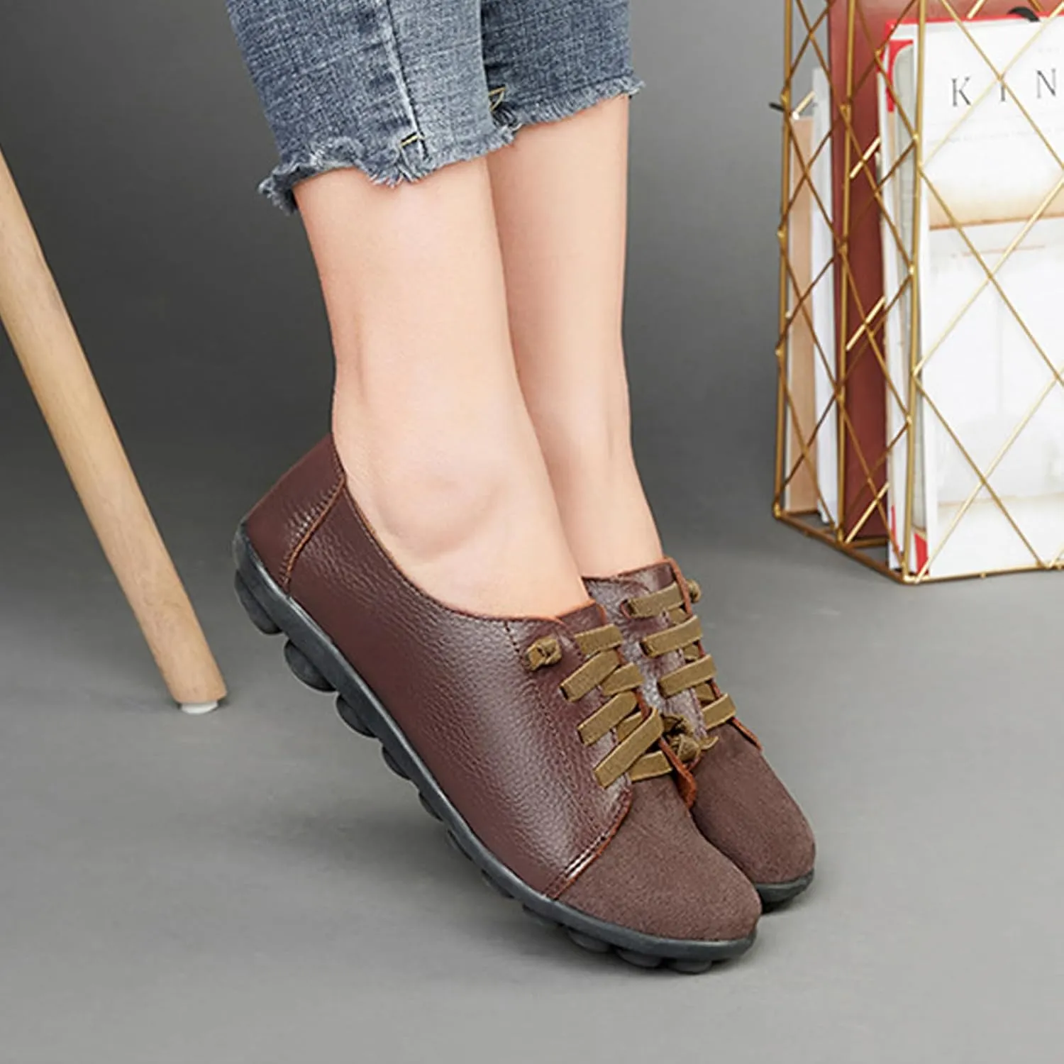 Aceptolcom Women Orthopedic Shoes Women Slip-on Shoes Penny Loafers Leather Loafers Dress Shoes Work Shoes Business Shoes