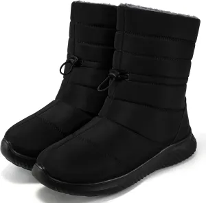 Alicegana Womens Winter Snow Boots Waterproof Warm Fur Lined Shoes Mid Calf Slip on Comfortable Booties Non Slip Boot for Women