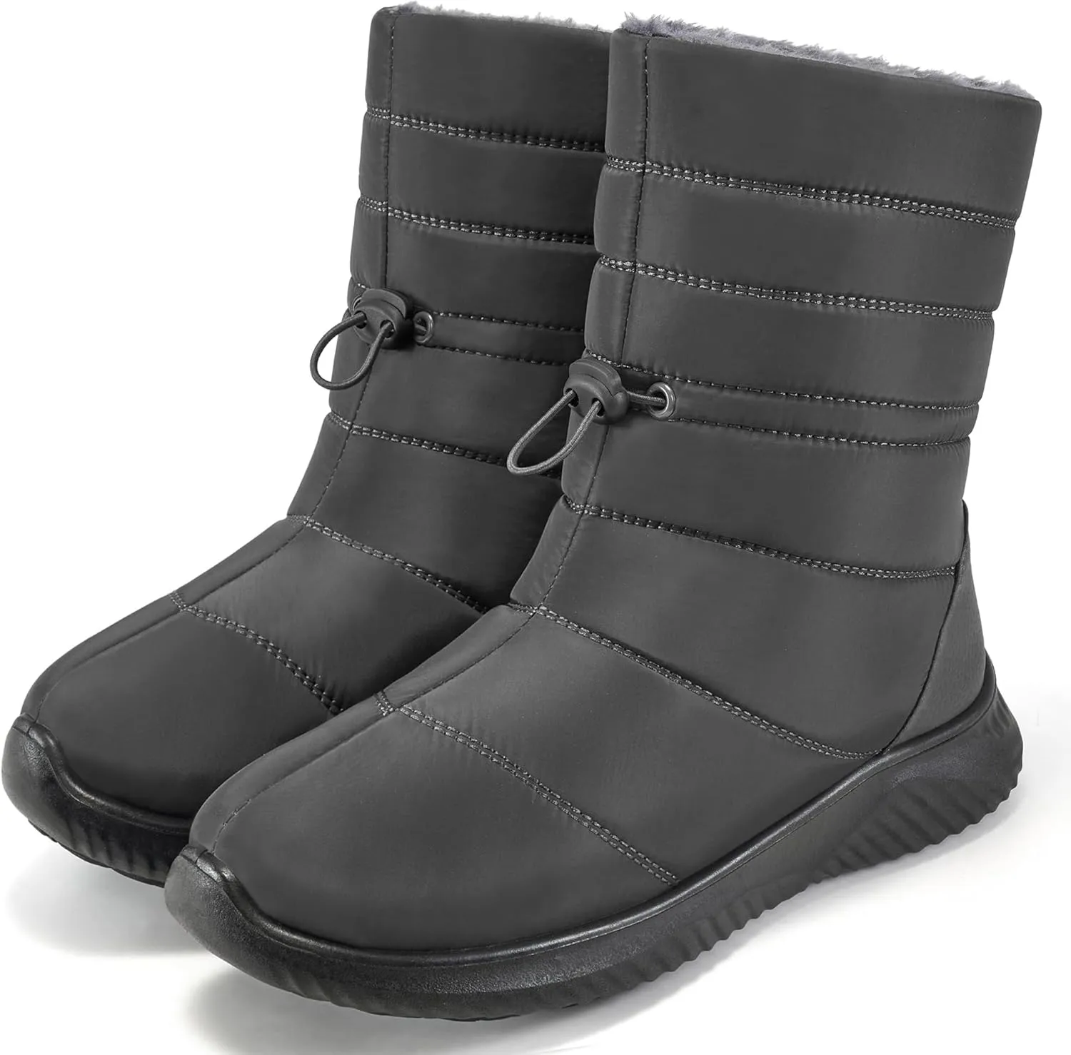 Alicegana Womens Winter Snow Boots Waterproof Warm Fur Lined Shoes Mid Calf Slip on Comfortable Booties Non Slip Boot for Women