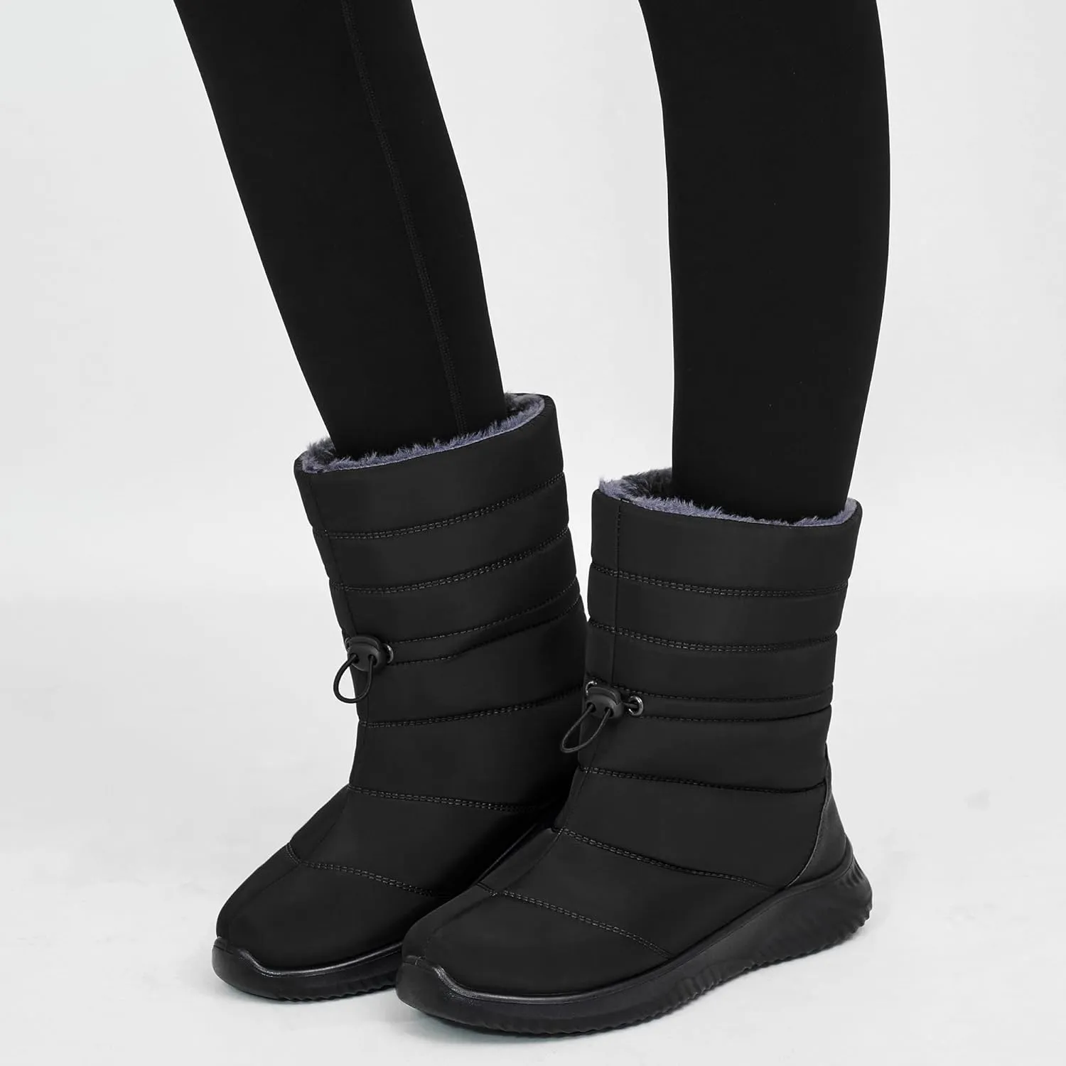 Alicegana Womens Winter Snow Boots Waterproof Warm Fur Lined Shoes Mid Calf Slip on Comfortable Booties Non Slip Boot for Women