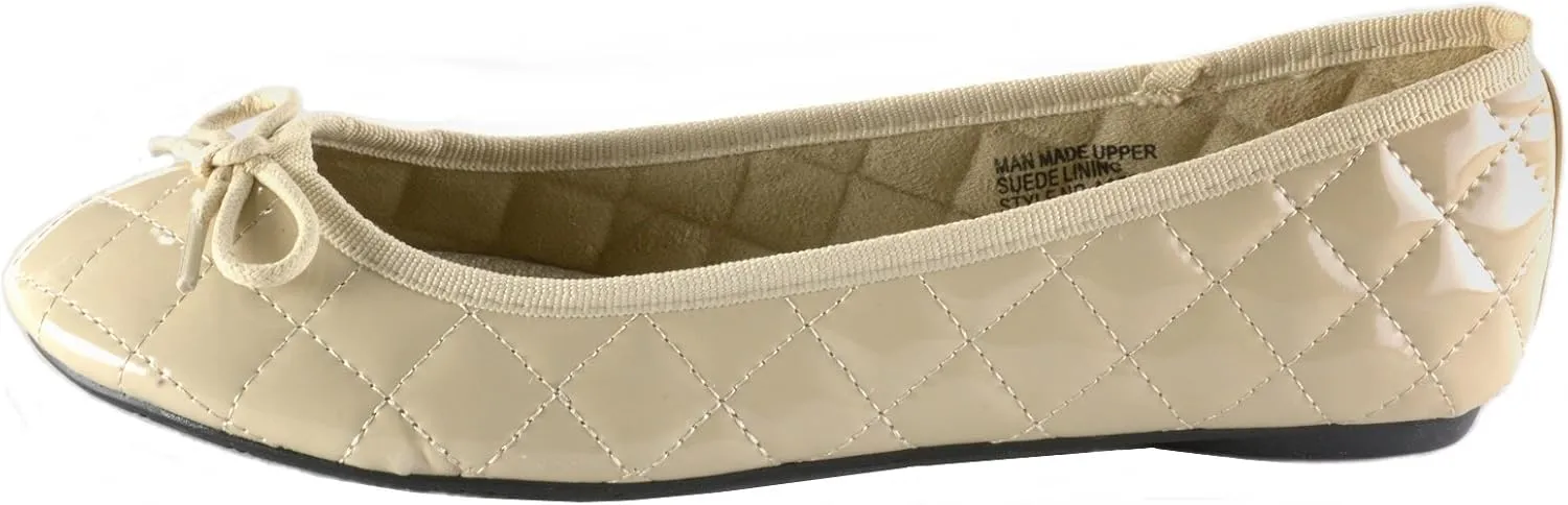 Alpine Swiss Womens Aster Ballet Flats | Patent Leather Slip-On Shoes | Quilted Pillow Stitch | Rounded Toe | Everyday Comfortable Fashion Footwear
