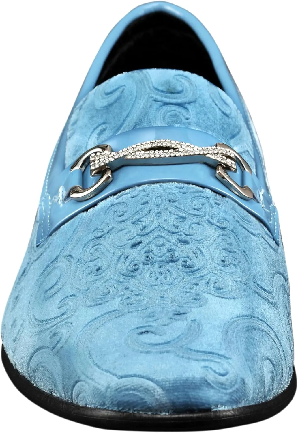 Amali King - Men's Slippers - Mens Loafers - Designer Shoes for Men - Tuxedo Shoes - Velvet Loafers Men - Embossed Paisley Pattern, Satin Band and Trim