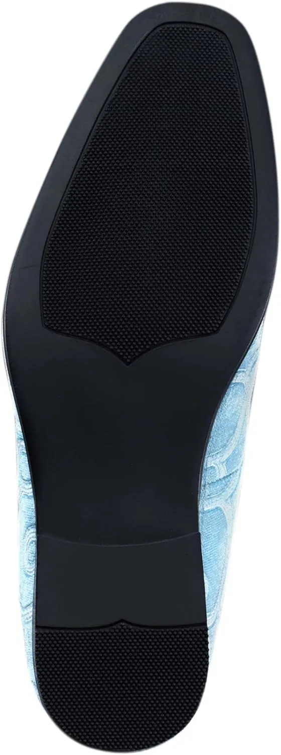 Amali King - Men's Slippers - Mens Loafers - Designer Shoes for Men - Tuxedo Shoes - Velvet Loafers Men - Embossed Paisley Pattern, Satin Band and Trim
