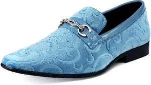 Amali King - Men's Slippers - Mens Loafers - Designer Shoes for Men - Tuxedo Shoes - Velvet Loafers Men - Embossed Paisley Pattern, Satin Band and Trim