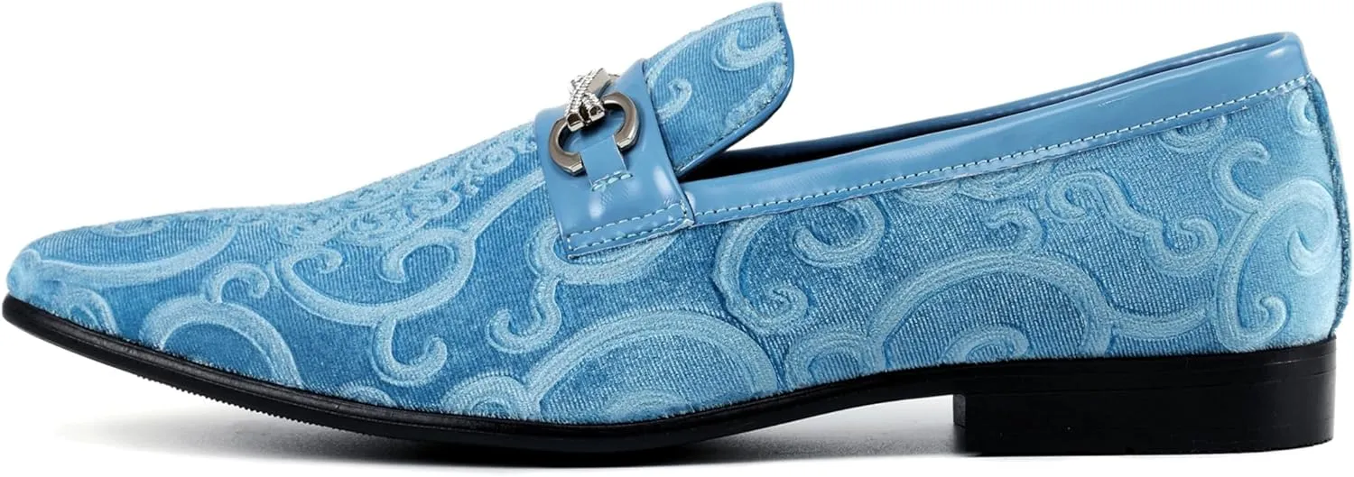 Amali King - Men's Slippers - Mens Loafers - Designer Shoes for Men - Tuxedo Shoes - Velvet Loafers Men - Embossed Paisley Pattern, Satin Band and Trim