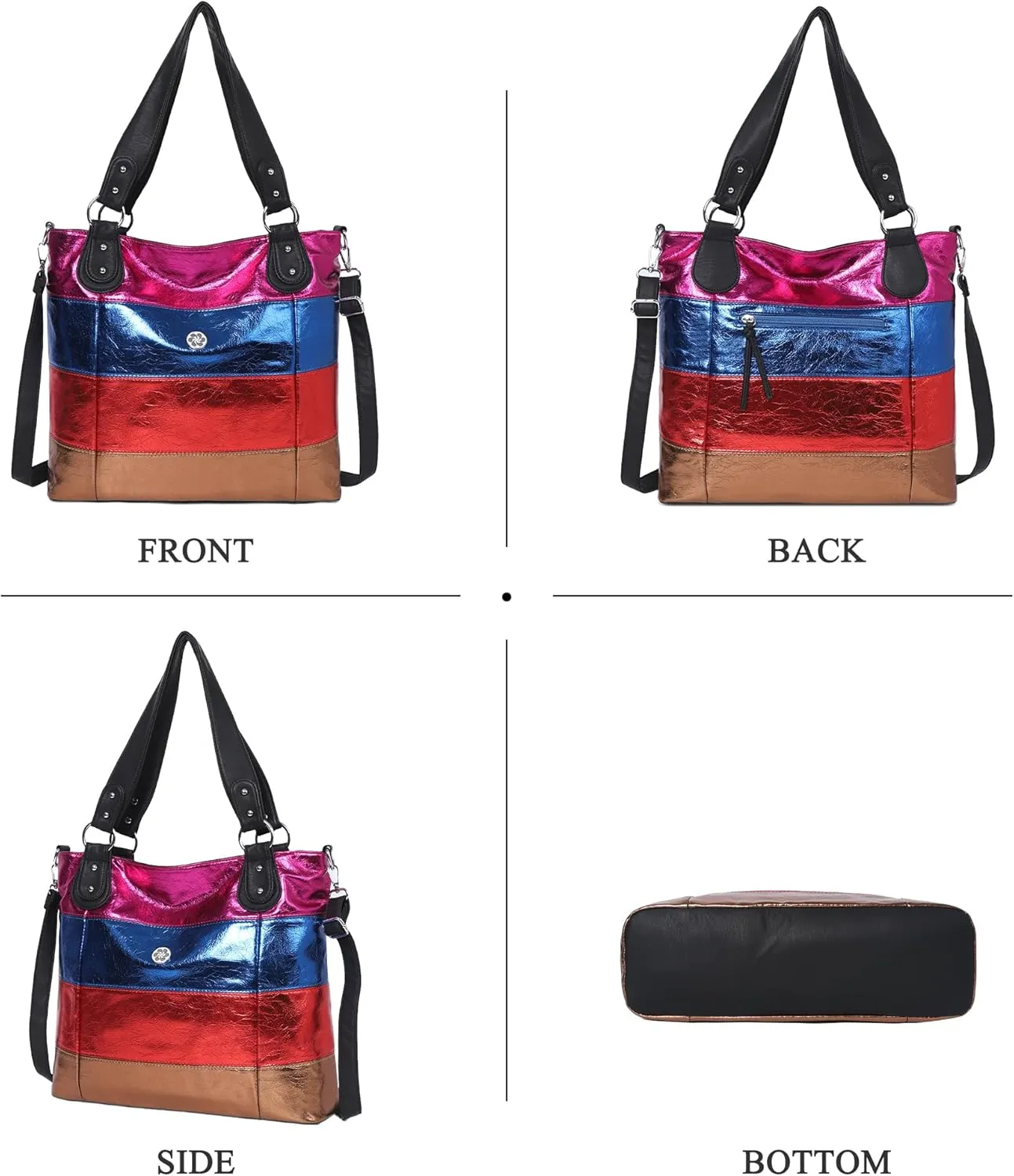 Angel Kiss Hobo Purses for Women Multi-Color Striped Lattice Cross Body Shoulder Purse Bag Tote Handbag