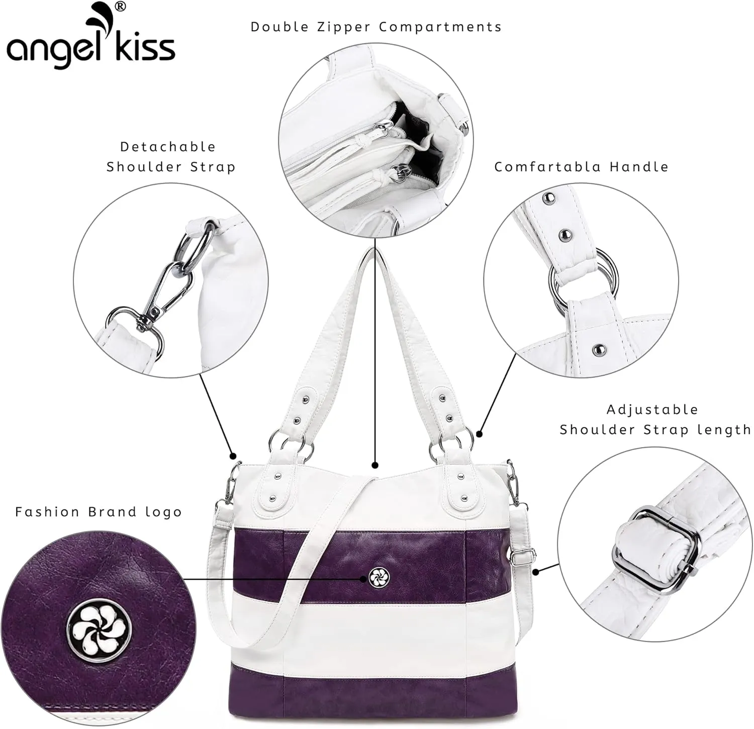 Angel Kiss Hobo Purses for Women Multi-Color Striped Lattice Cross Body Shoulder Purse Bag Tote Handbag