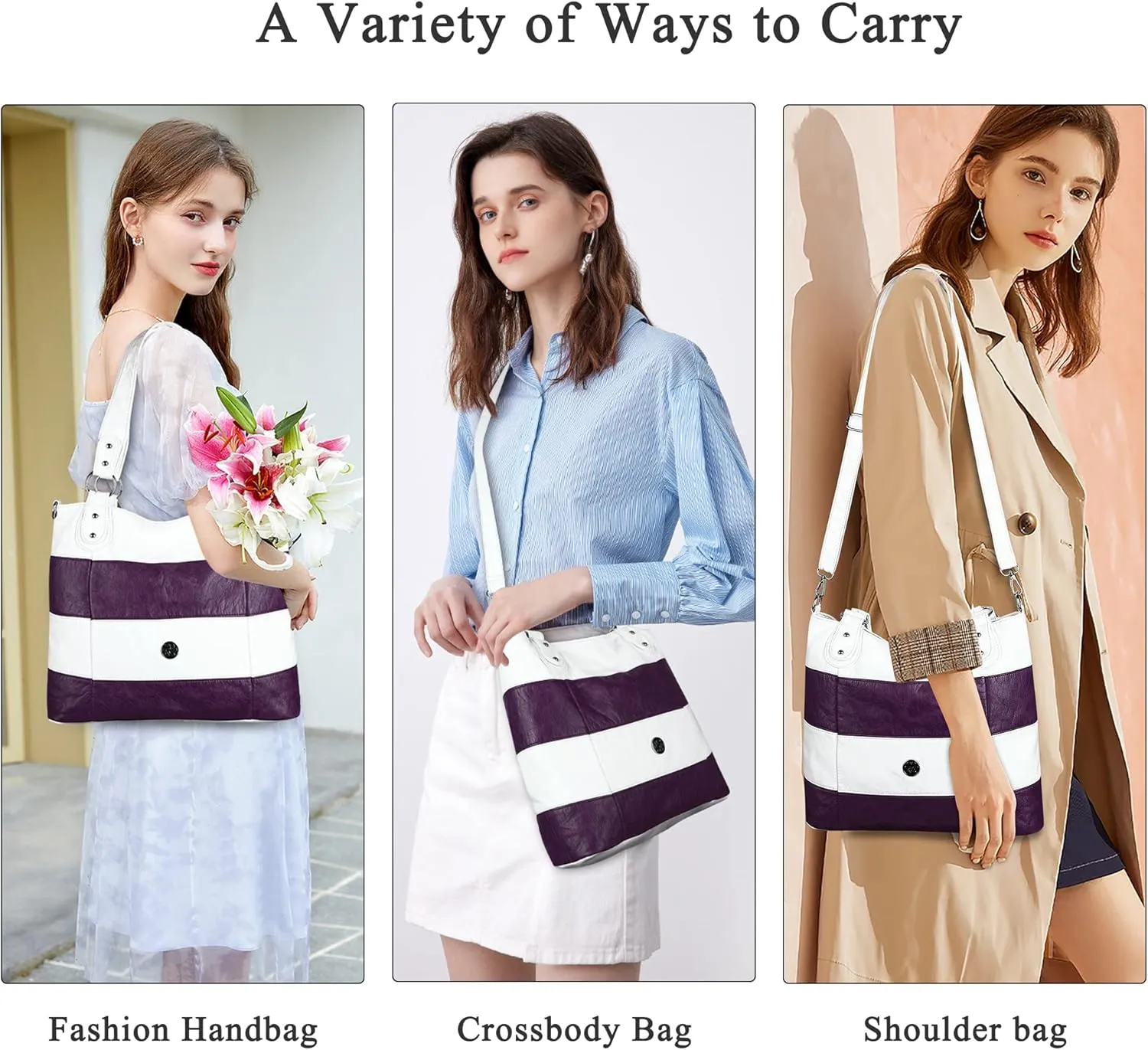Angel Kiss Hobo Purses for Women Multi-Color Striped Lattice Cross Body Shoulder Purse Bag Tote Handbag