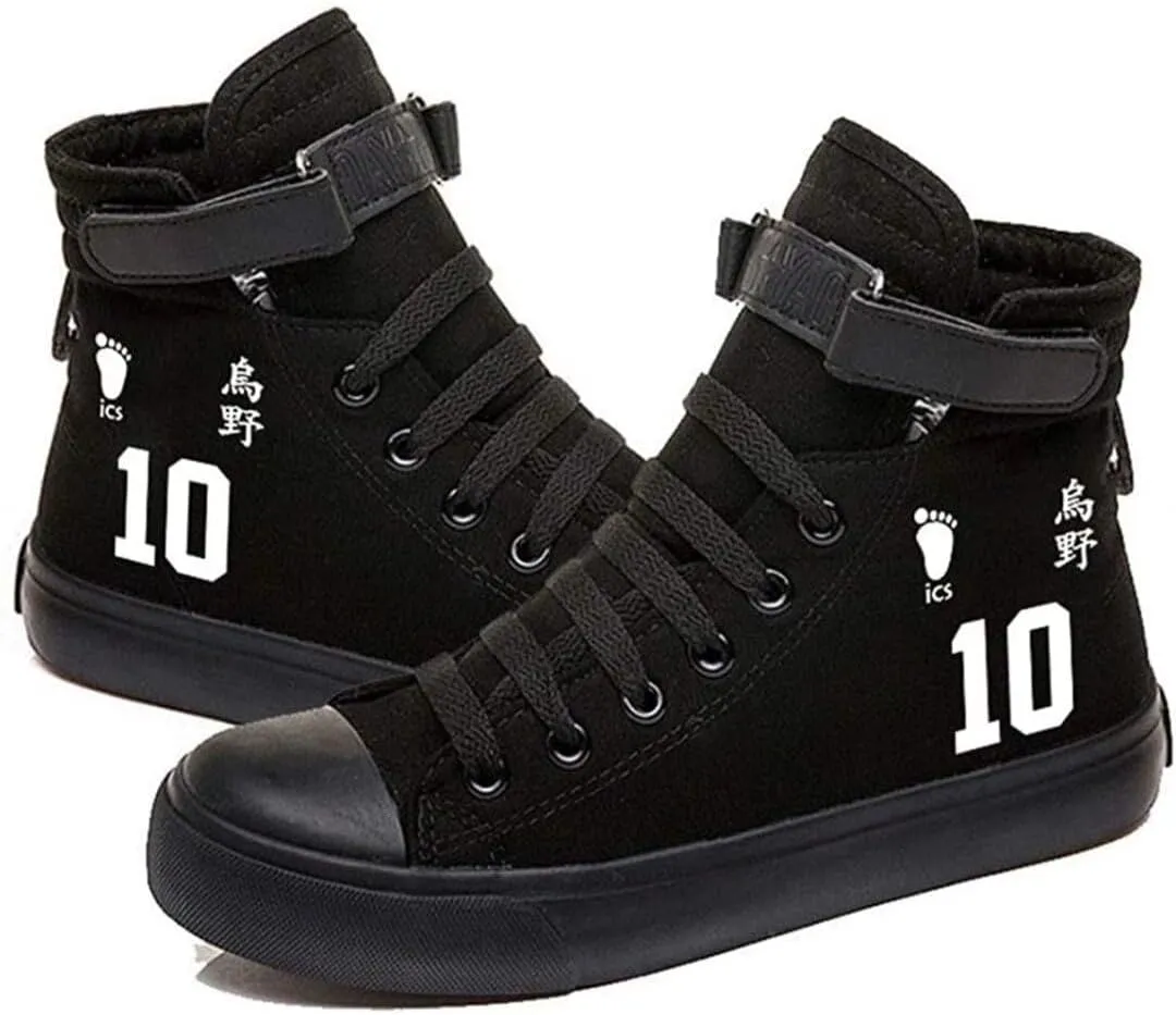 Anime Hinata Shoyo Shoes Kageyama Karasuno High School Volleyball Canvas Sneakers High Top Lace ups Shoes