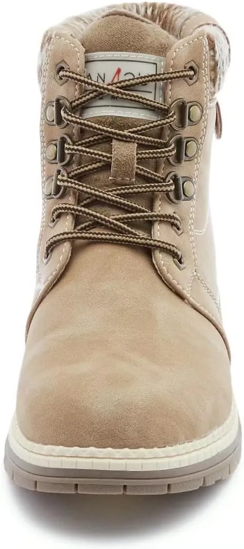ANJOUFEMME Casual Winter Hiking Boots For Women - Womens Outdoor Snow Ankle Boots Waterproof Lightweight Lace up Fur Lined Walking Hiking Shoes