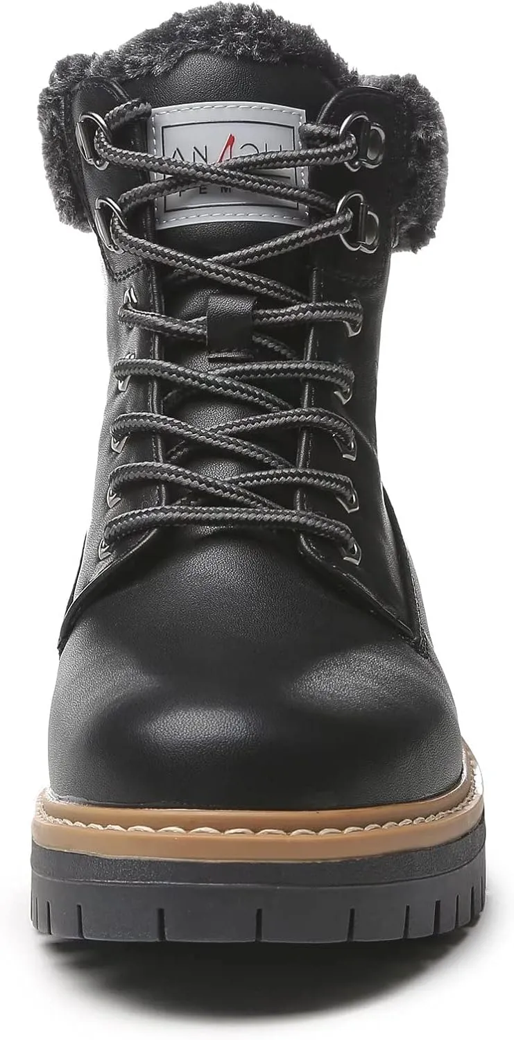ANJOUFEMME Work Winter Hiking Boots For Women - Womens Snow Outdoor Casual Lace up Ankle Boots Waterproof Lightweight Warm Backpacking Walking Hiking Shoes