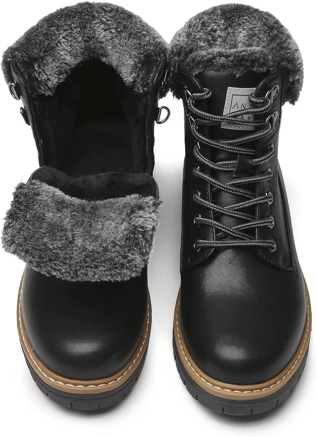 ANJOUFEMME Work Winter Hiking Boots For Women - Womens Snow Outdoor Casual Lace up Ankle Boots Waterproof Lightweight Warm Backpacking Walking Hiking Shoes