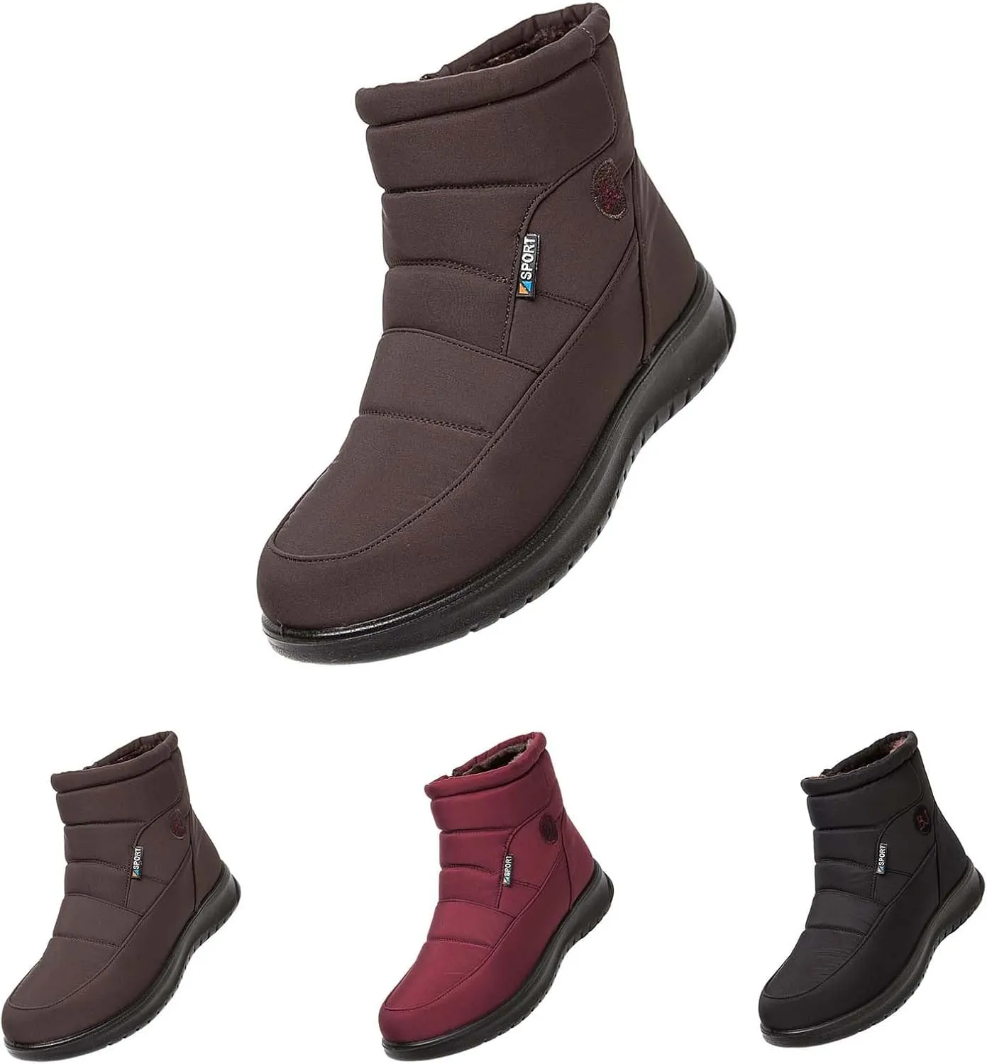 Ankle Boots for Women Low Heel Non Slip Casual Shoes Leather Side Zipper Mid Calf Hiking Boots Women Waterproof