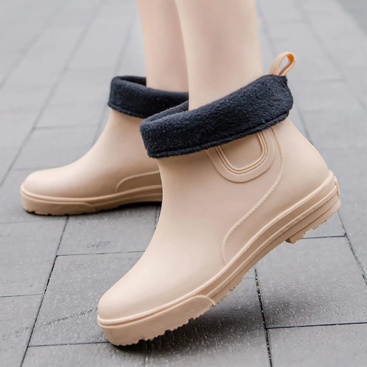 Ankle Boots for Women Waterproof Rain Boots for Women Non Slip With Cotton Inside Rain Boots Outdoor Rubber Shoes