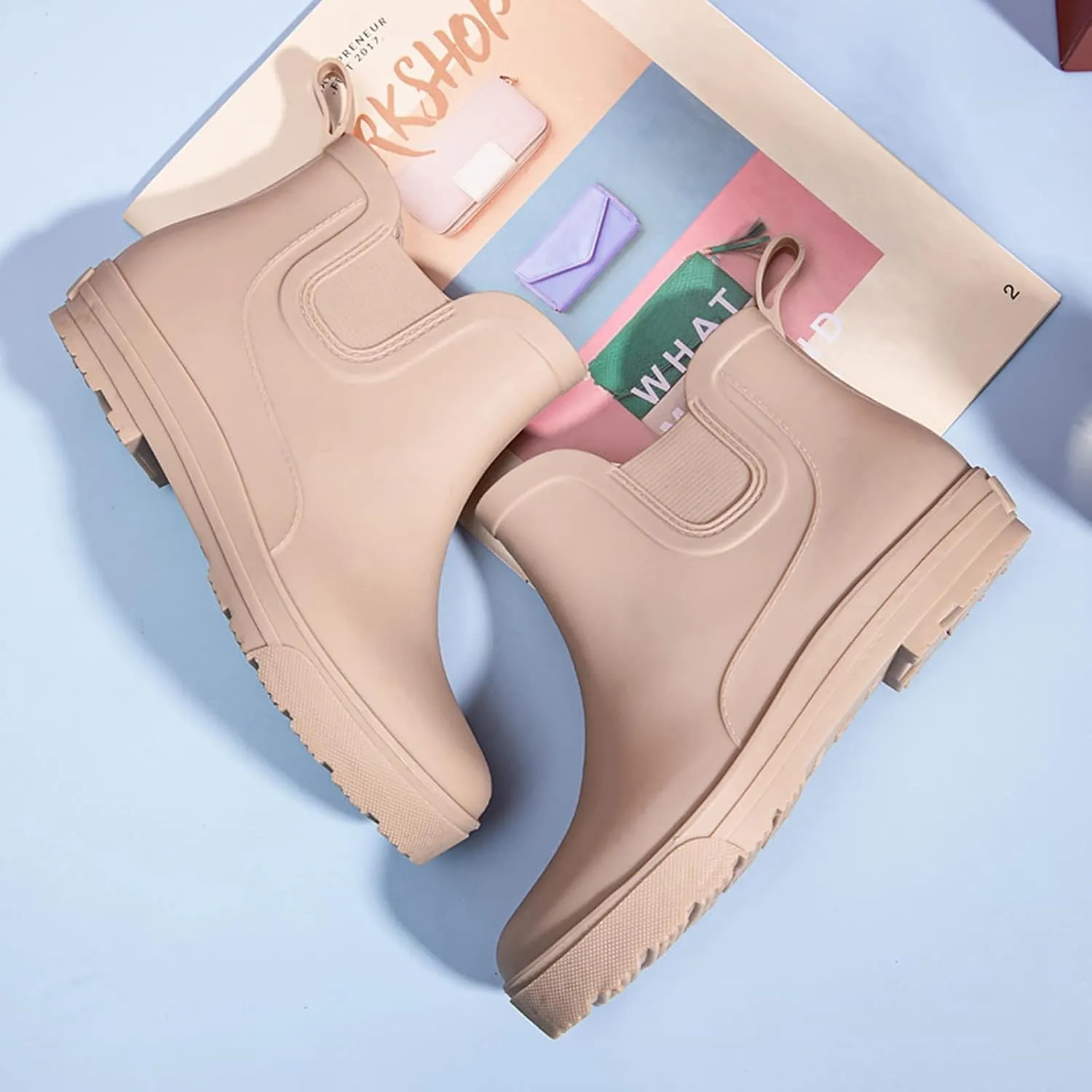 Ankle Boots for Women Waterproof Rain Boots for Women Non Slip With Cotton Inside Rain Boots Outdoor Rubber Shoes