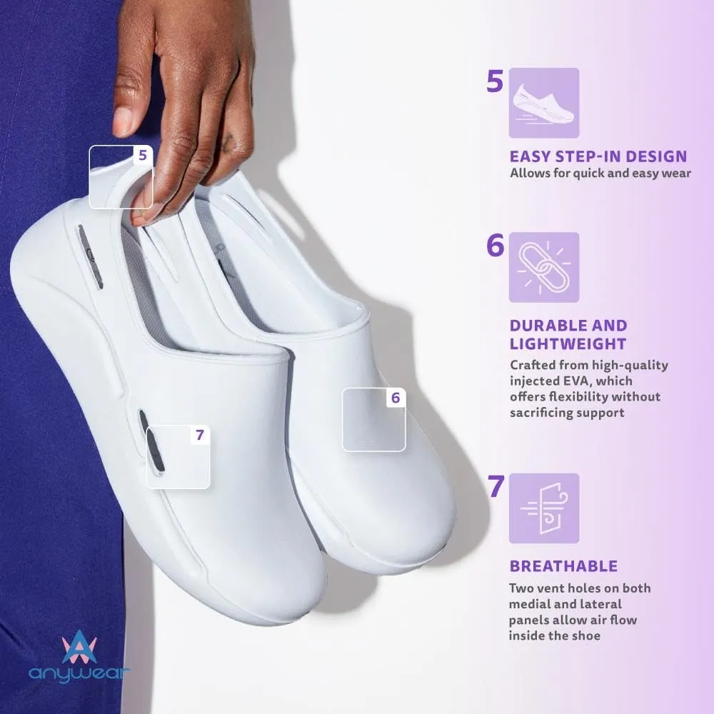 Anywear Streak Non-Slip Work Shoes for Men and Women - Lightweight Oil- and Water-Resistant Work and Nursing Shoes with Exceptional EVA Cushioning