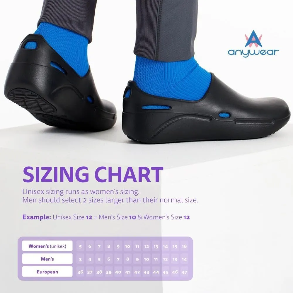 Anywear Streak Non-Slip Work Shoes for Men and Women - Lightweight Oil- and Water-Resistant Work and Nursing Shoes with Exceptional EVA Cushioning