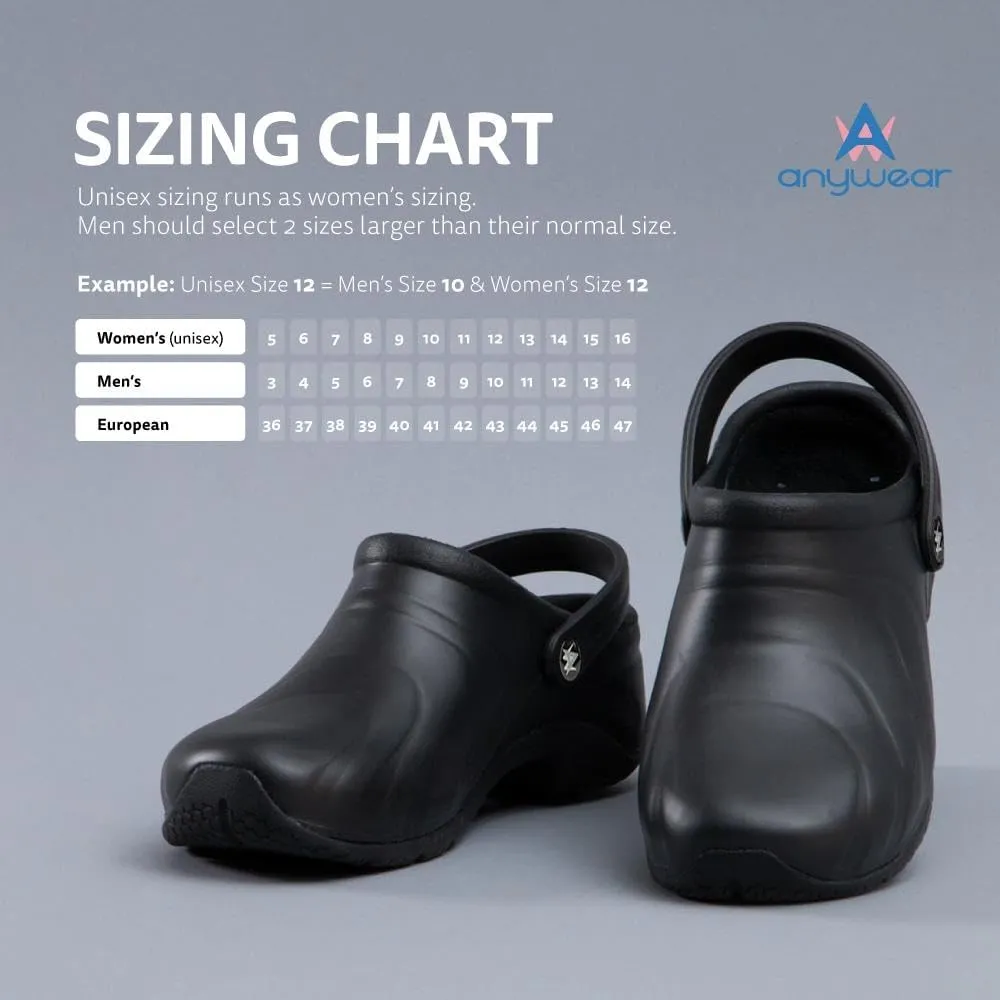 Anywear Zone Nursing Clogs for Women and Men - Lightweight Slingback Non-Slip Work Shoes with Exceptional EVA Cushioning, Ventilated Insoles