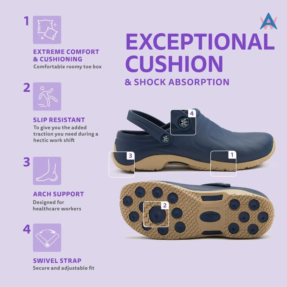 Anywear Zone Nursing Clogs for Women and Men - Lightweight Slingback Non-Slip Work Shoes with Exceptional EVA Cushioning, Ventilated Insoles