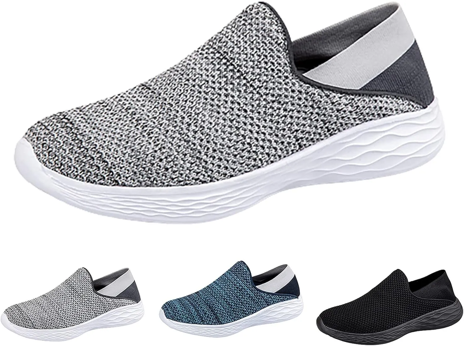 Arch Support Hiking Shoes for Men Lightweight Breathable Slip On Running Shoe Outdoor Non Slip Jogging Sneakers