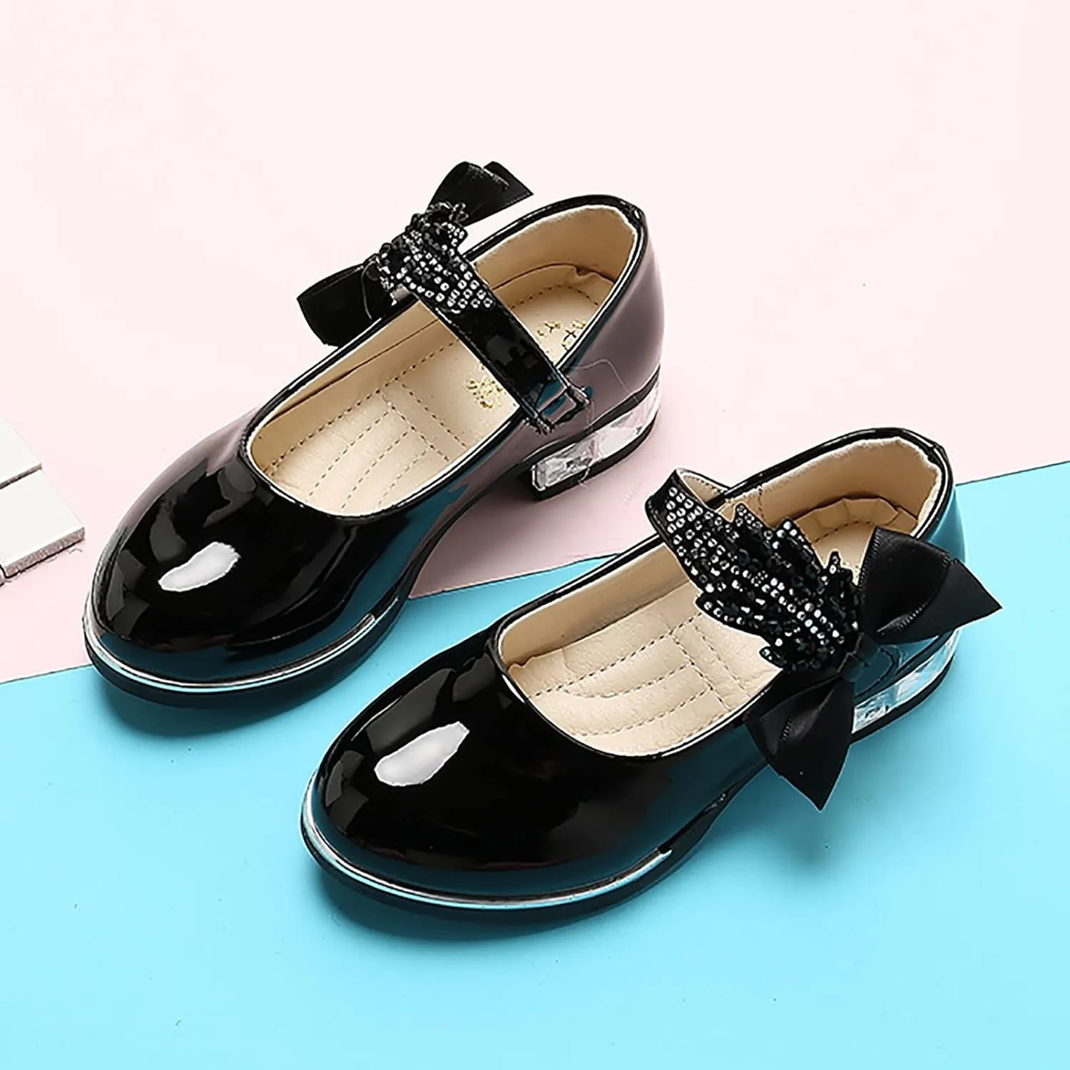 Baby Girl Shoes, 3-13 Years Little Girls Kids Low Heel Bowknot Princess Shoes Wedding School Party Dress Shoes