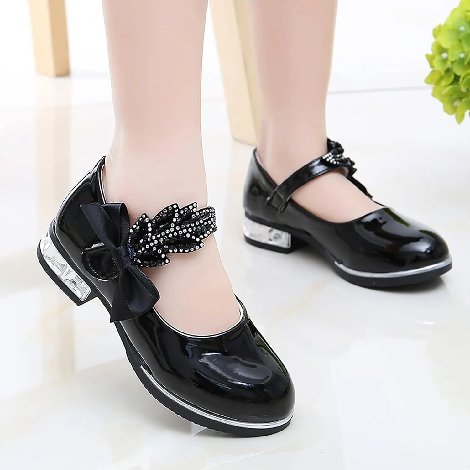 Baby Girl Shoes, 3-13 Years Little Girls Kids Low Heel Bowknot Princess Shoes Wedding School Party Dress Shoes