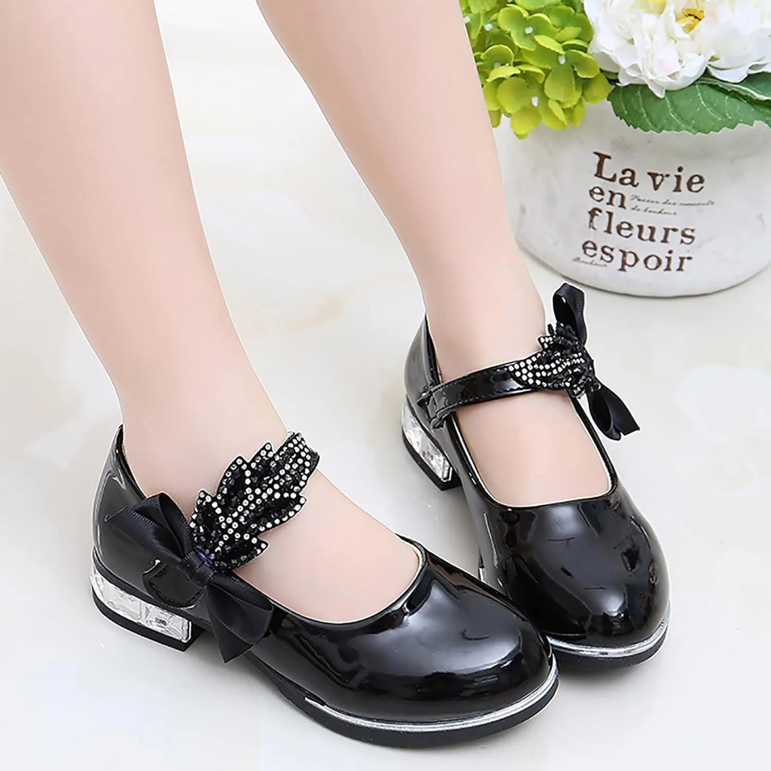 Baby Girl Shoes, 3-13 Years Little Girls Kids Low Heel Bowknot Princess Shoes Wedding School Party Dress Shoes