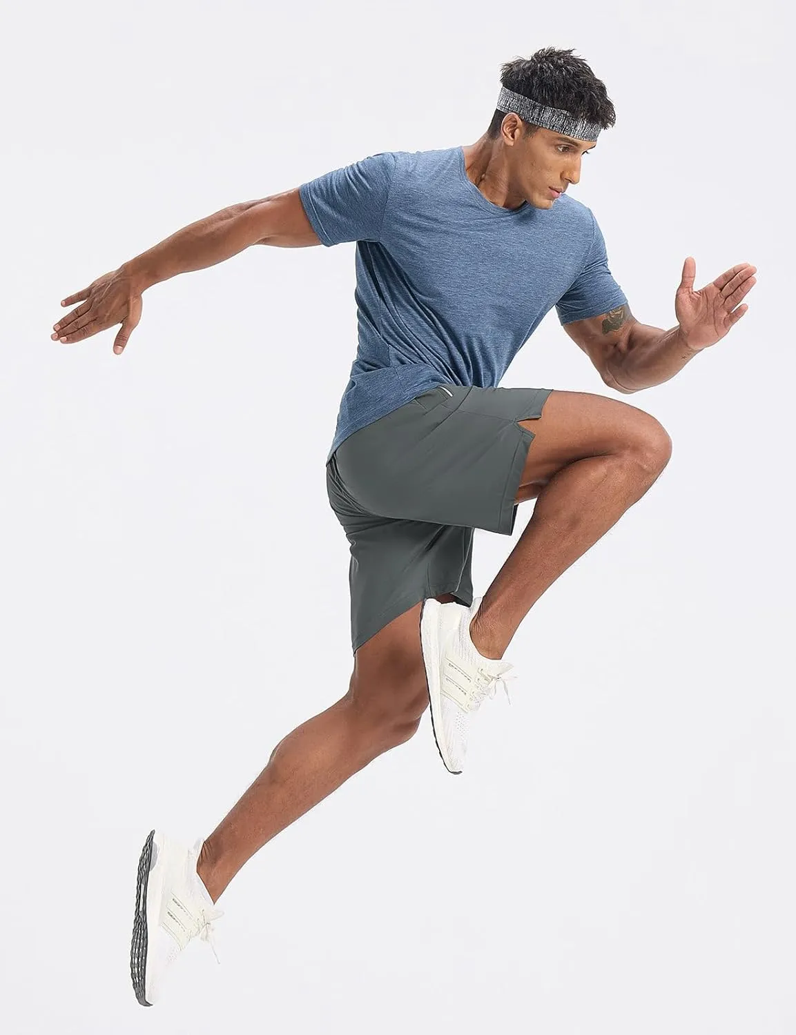 baleaf Men's Running Shorts 7" Quick Dry Athletic Workout 2 in 1 with Liner Lightweight Gym with Zipper Pocket UPF50 