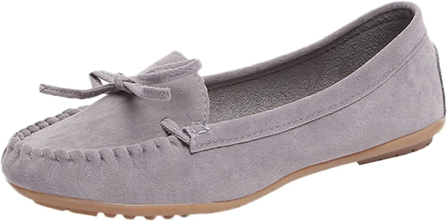 Ballet Flats for Women Round Toe Suede Loafers Slip On Dress Shoes Comfortable Business Shoes Flat Office Shoes