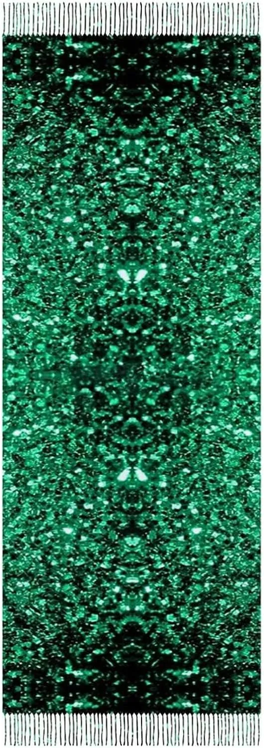 Beautiful Emerald Green Glitter Sparkles Blanket Scarf Soft Long Fall Winter Scarf Classic Tassel Edge Warm Scarf Fashion Shawl Wrap