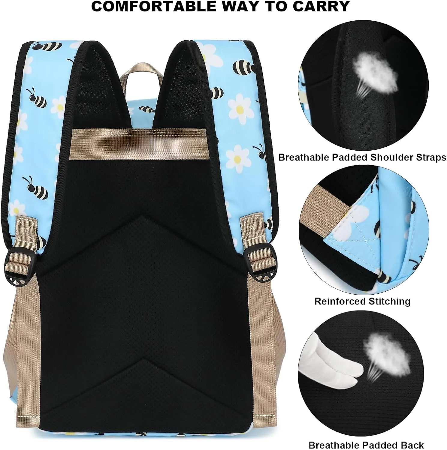 Bee Laptop Backpack for Women Girls, 15.6 inch College School Backpacks Travel Casual Daypack