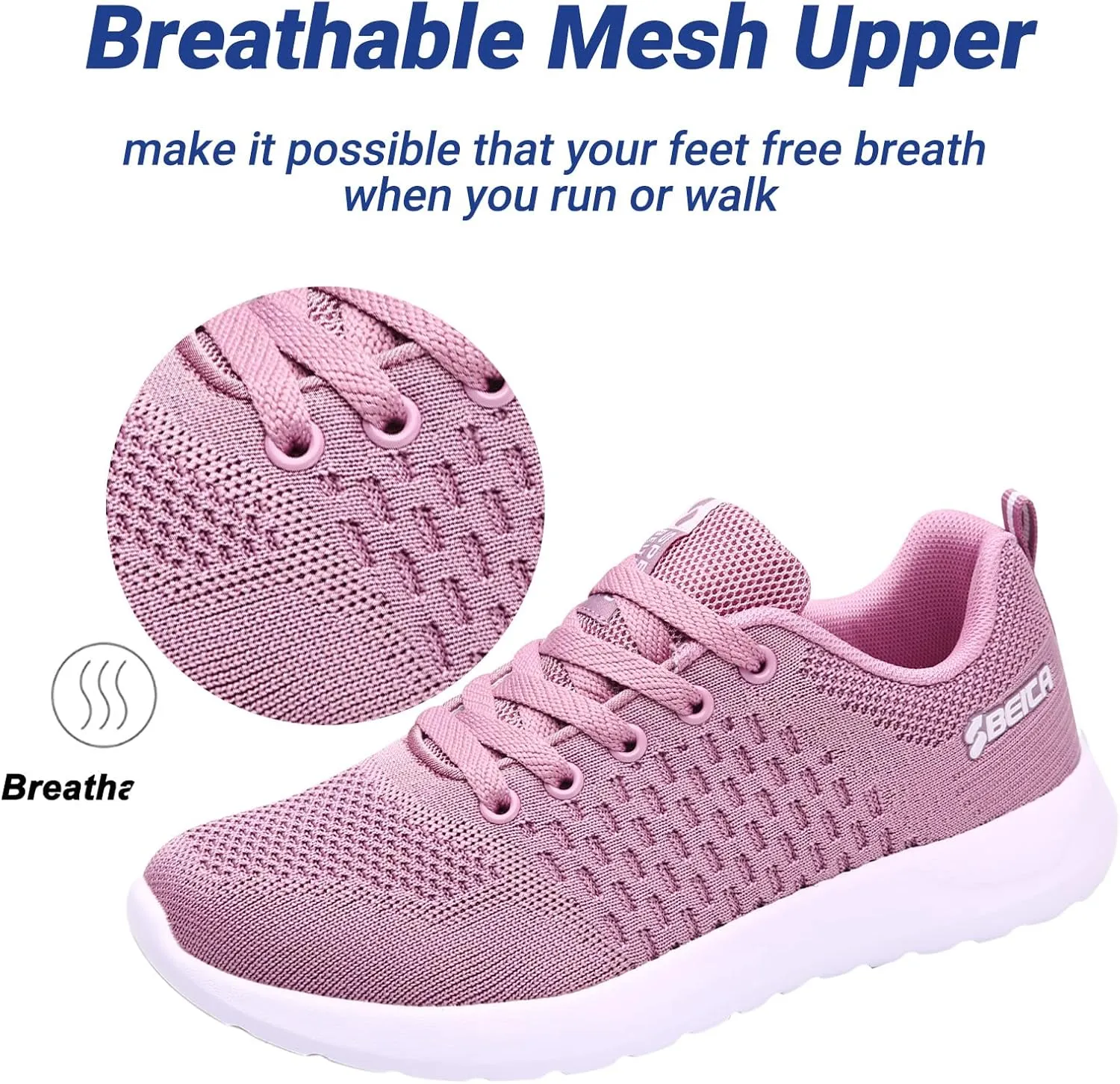 Beita Womens Running Shoes Non Slip Walking Sneakers Breathable Sports Shoes for Gym Travel Work