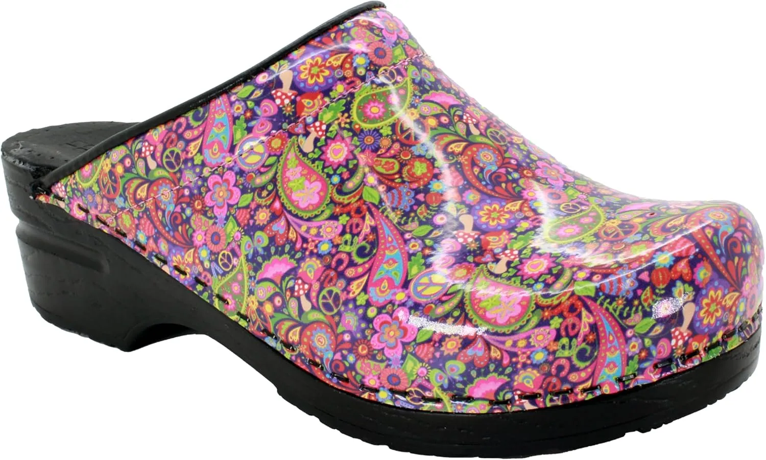 Bjork Women's PU Open Back Leather Clogs