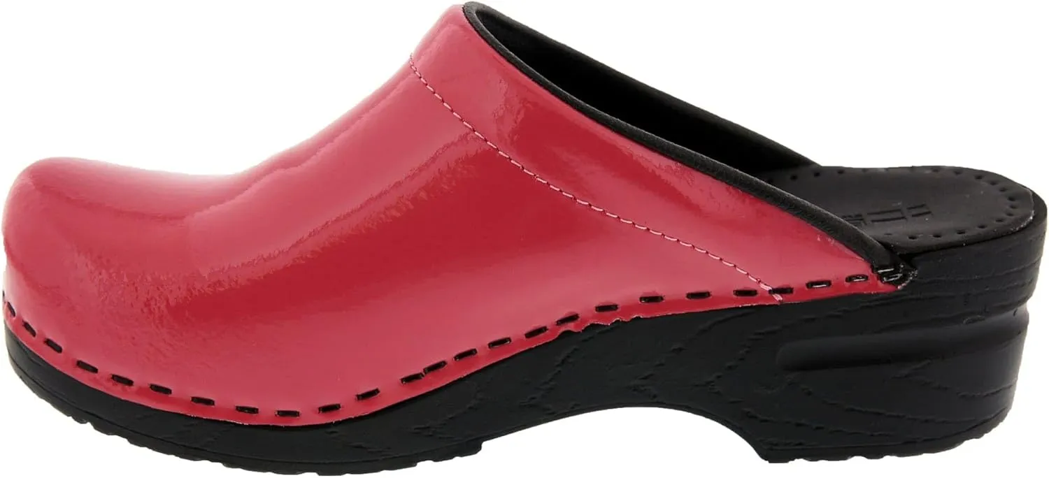 Bjork Women's PU Open Back Leather Clogs