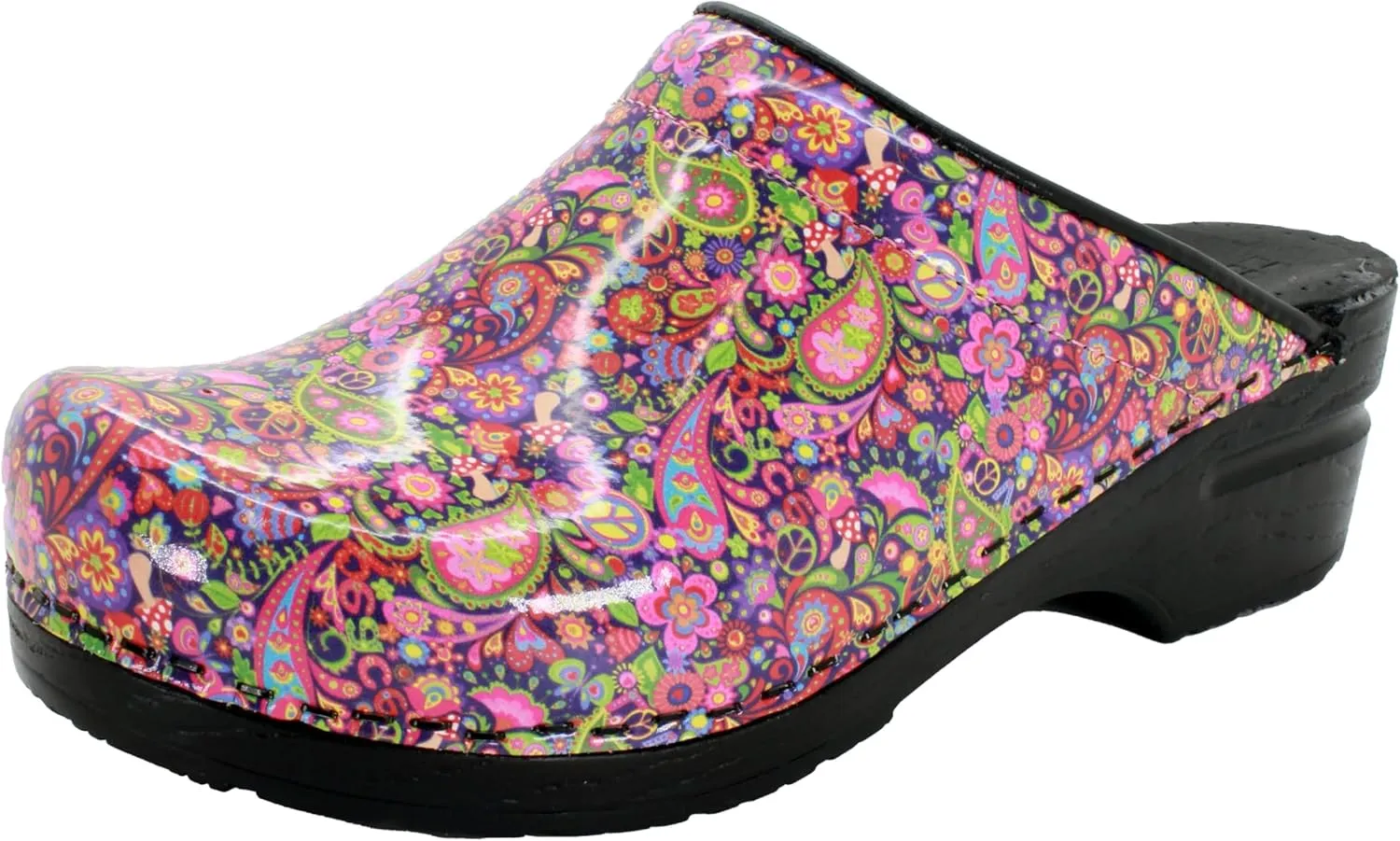Bjork Women's PU Open Back Leather Clogs