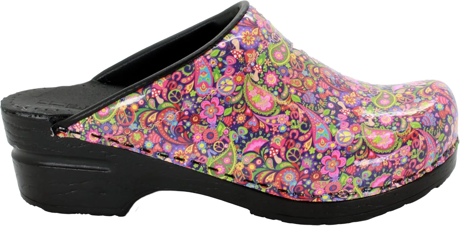 Bjork Women's PU Open Back Leather Clogs