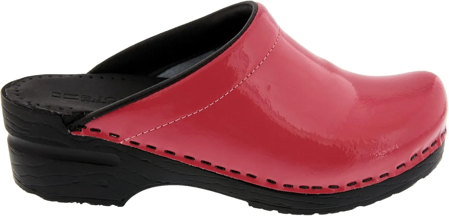 Bjork Women's PU Open Back Leather Clogs