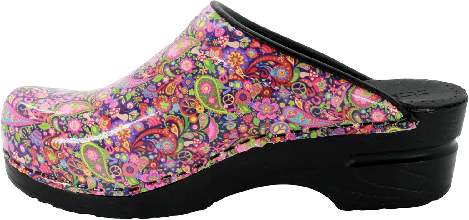 Bjork Women's PU Open Back Leather Clogs