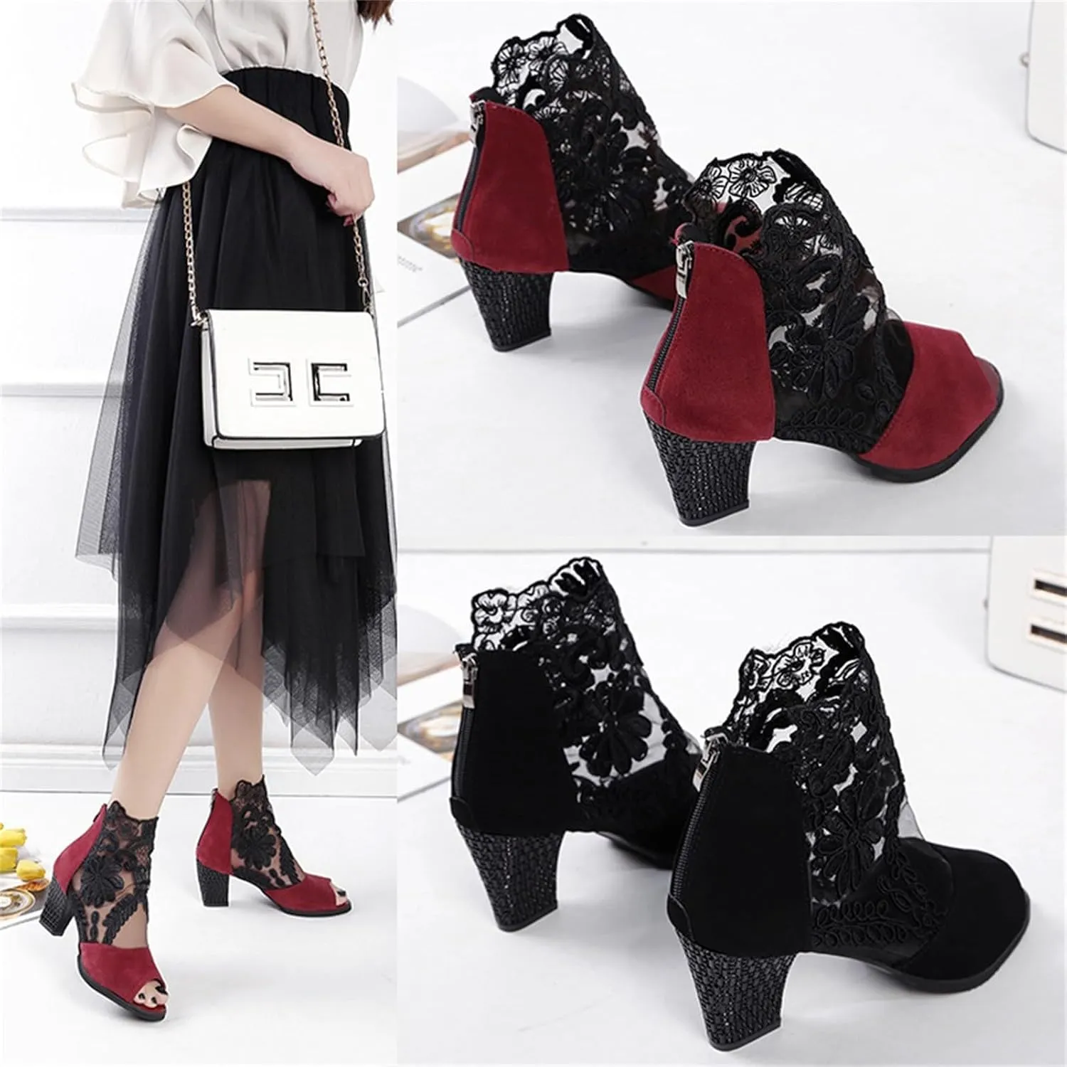 Black Ankle Boots for Women Ladies Boots Wide Calf Cowboy Boots Botas Para Mujeres Ankle Boots for Women Low Heel Dressy Dressy Ankle Booties for Women Evening