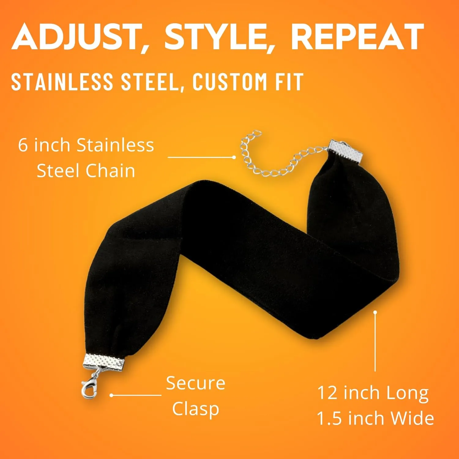 Black Choker Necklaces for Women, Wide Velvet Thick 90s Ribbon Neck Collar