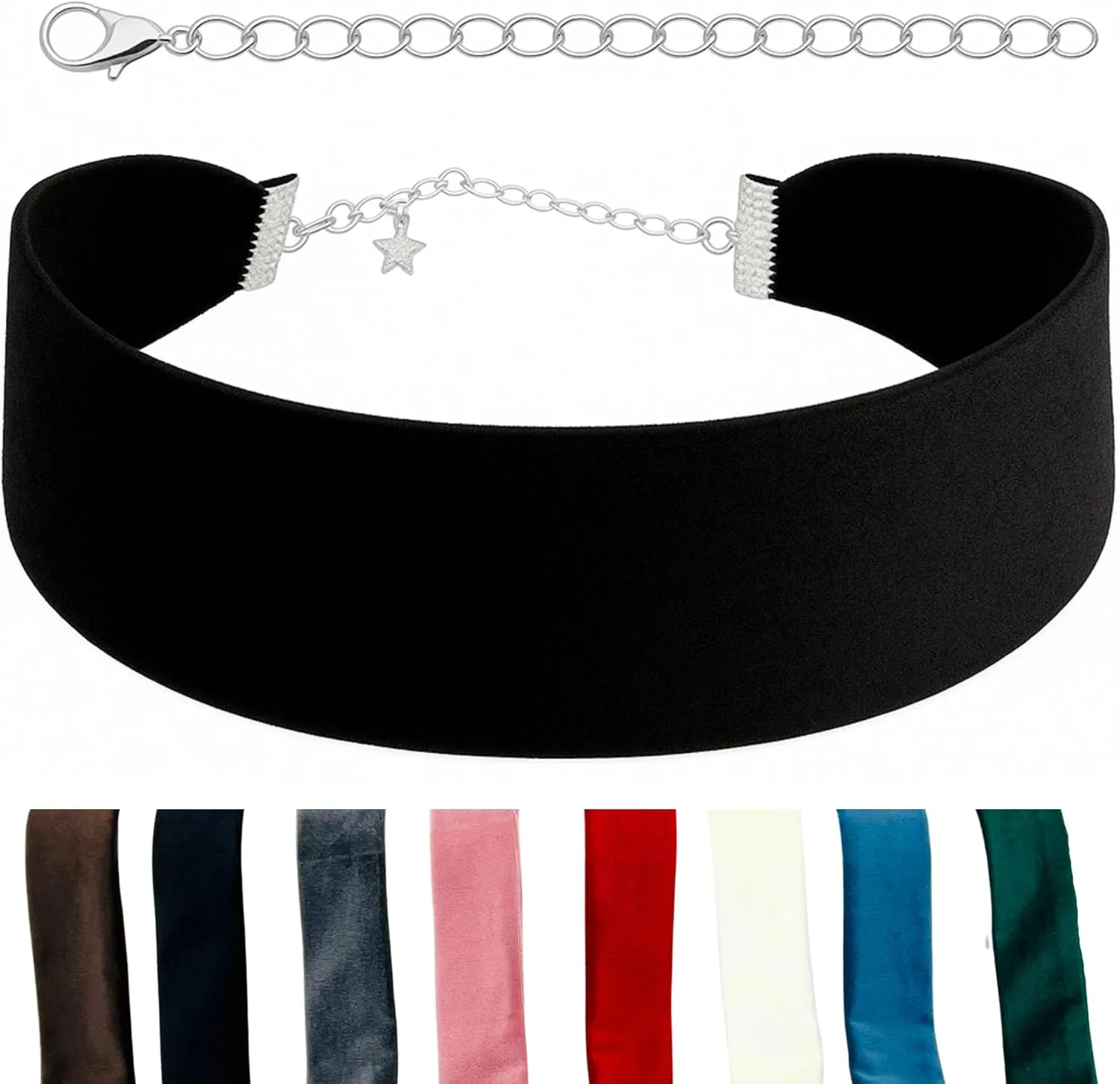 Black Choker Necklaces for Women, Wide Velvet Thick 90s Ribbon Neck Collar